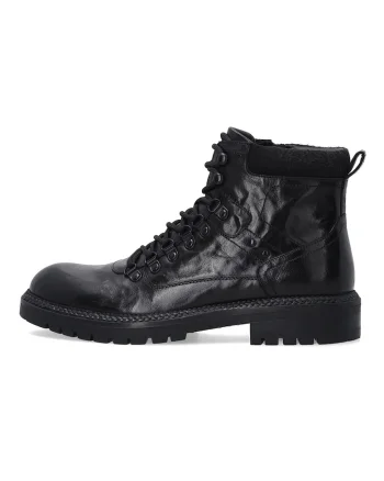 Botine negre din piele pentru barbati, cu izolatie