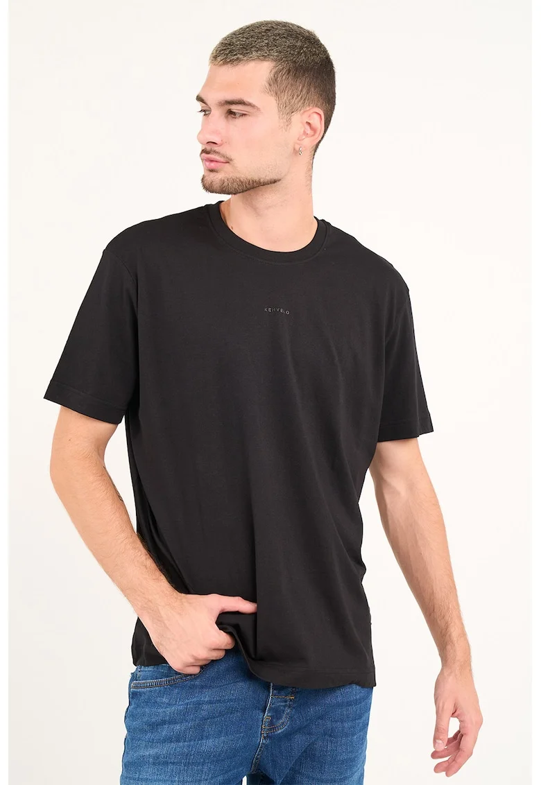 Tricou lejer cu model uni, Negru