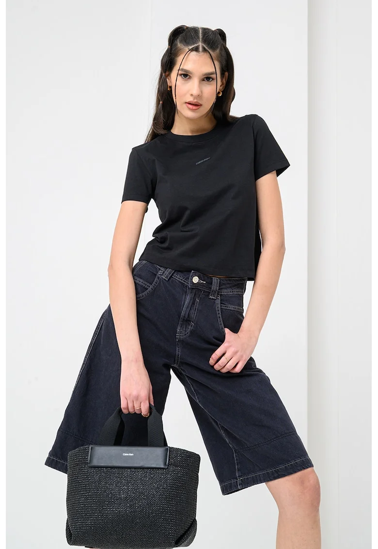 Tricou crop slim fit