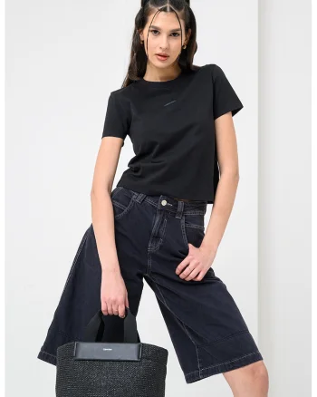 Tricou crop slim fit