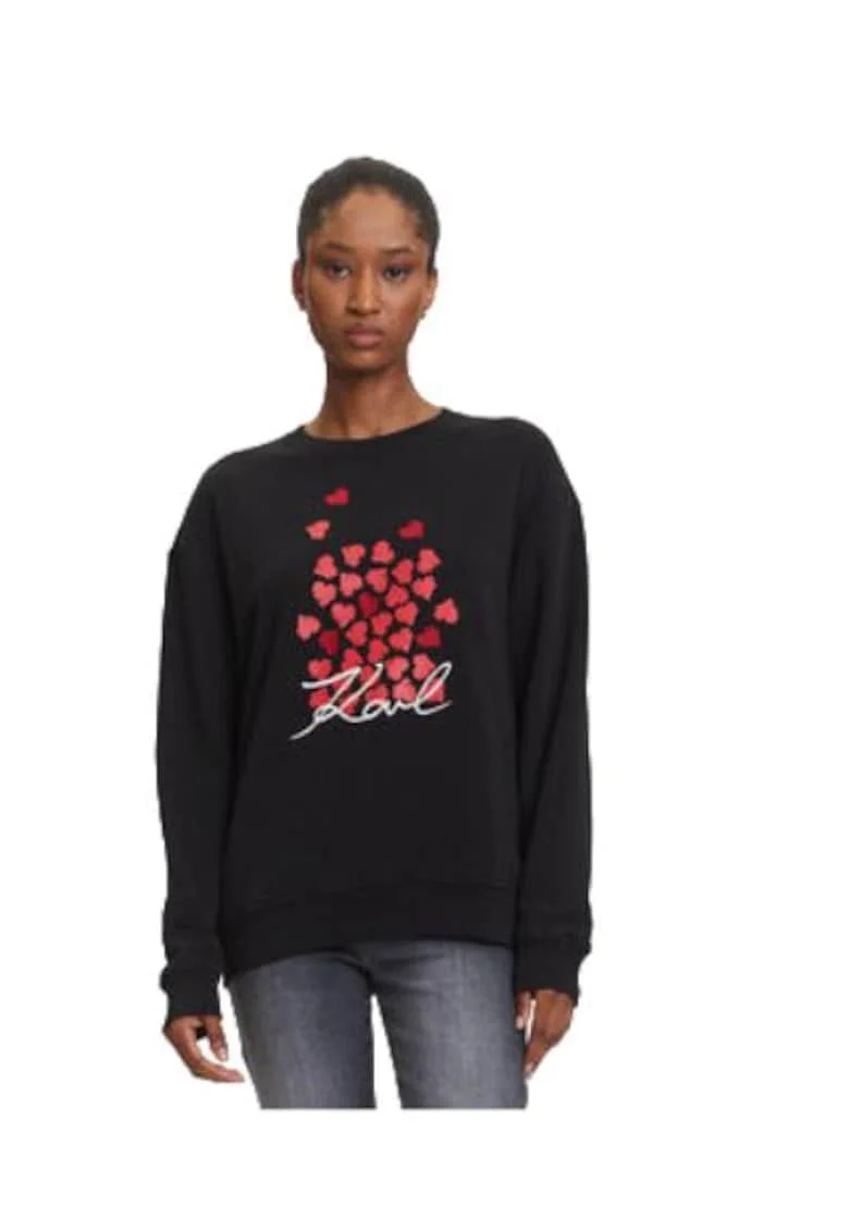 Bluza dama,  bumbac organic, negru/rosu,
