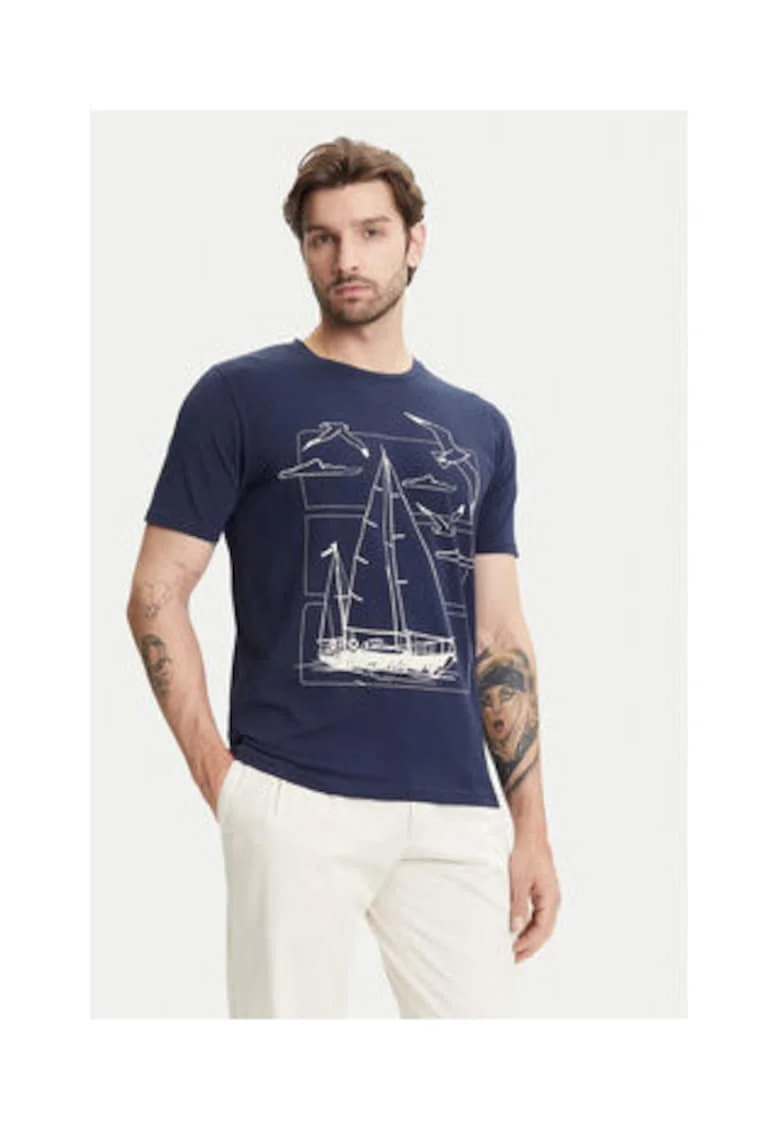 Tricou Barbati,  Bleumarin, 95% bumbac, 5% elastan