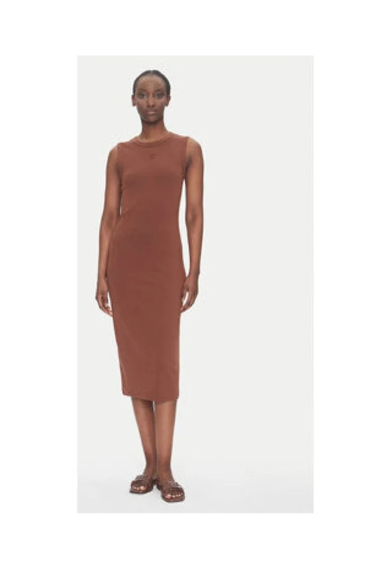 Rochie casual Dama,  maro, 93% bumbac, 7% elastan,