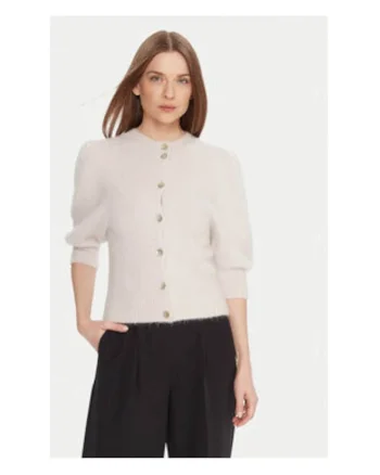 Cardigan dama,  Ecru, 52% lana de alpaca, 32% poliamida, 13% lana, 3% elastan,