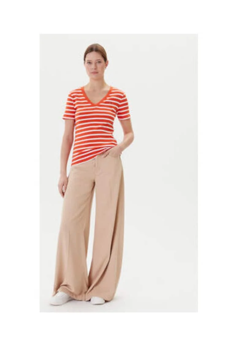 Tricou pentru femei,  bumbac, portocaliu/alb,