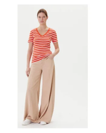 Tricou pentru femei,  bumbac, portocaliu/alb,