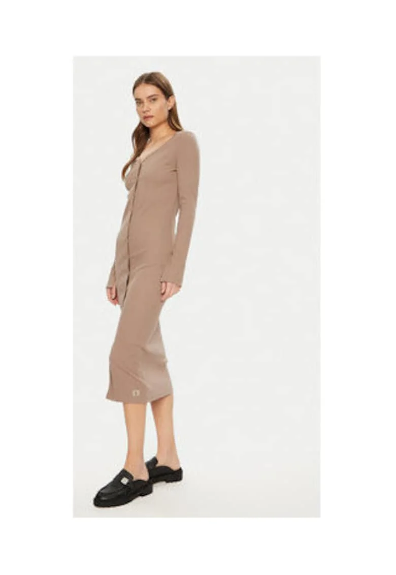 Rochie casual Dama,  bej, 94% bumbac, 6% elastan,