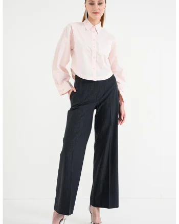 Pantaloni ampli in dungi Hambala, Gri antracit