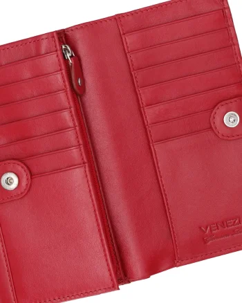 Portofel din piele cu detaliu in forma de inima