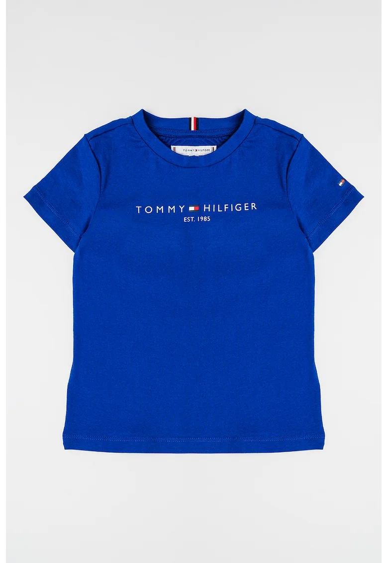 Tricou din bumbac organic cu imprimeu logo, Albastru deschis