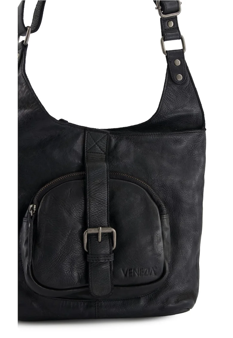 Geanta hobo  piele naturala negru 30x27x9cm reglabila