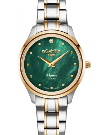 Ceas de dama  601857 47 59 20, verde clasic cu diamante