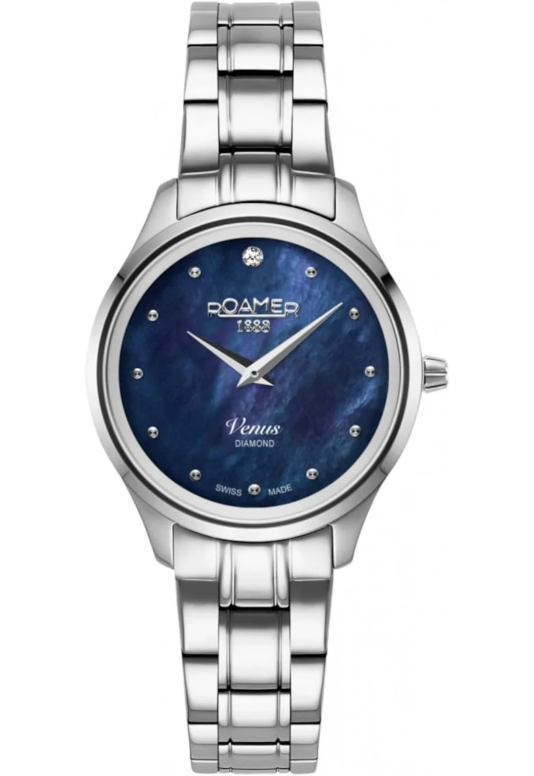 Ceas de dama  601857 41 49 20, clasic albastru cu diamante