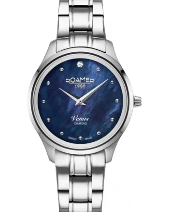 Ceas de dama  601857 41 49 20, clasic albastru cu diamante