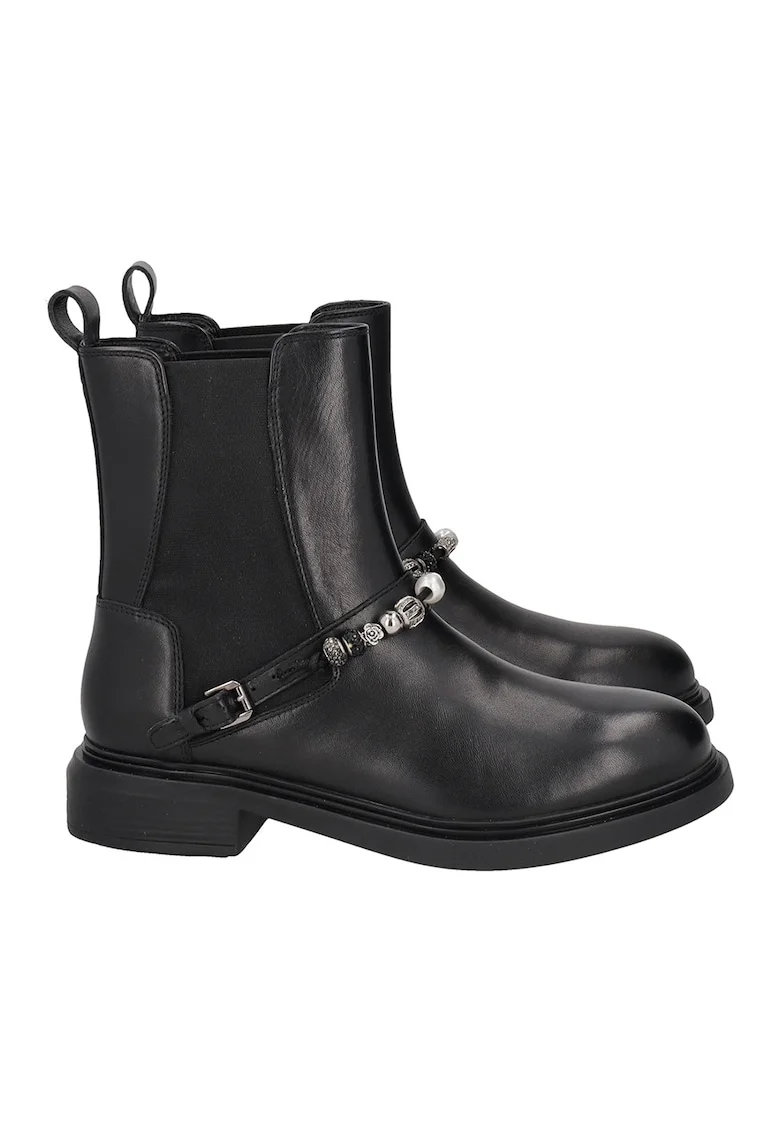 Ghete de piele cu aplicatie decorativa, Negru