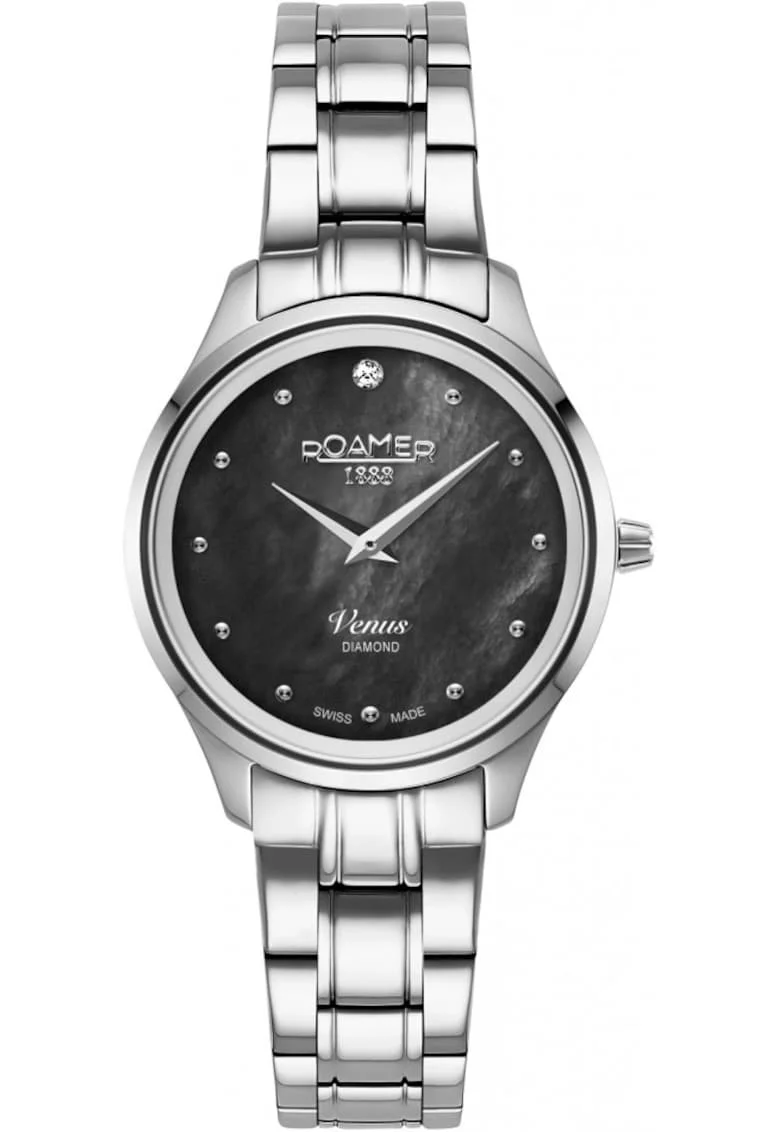 Ceas de dama  601857 41 80 20, clasic, argintiu cu diamante