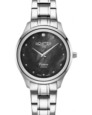 Ceas de dama  601857 41 80 20, clasic, argintiu cu diamante