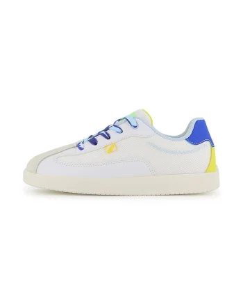 Pantofi sport low-cut cu talpa plata, Alb/Albastru/Bej deschis