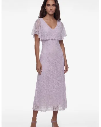 Rochie de dantela cu decolteu in V, Lila