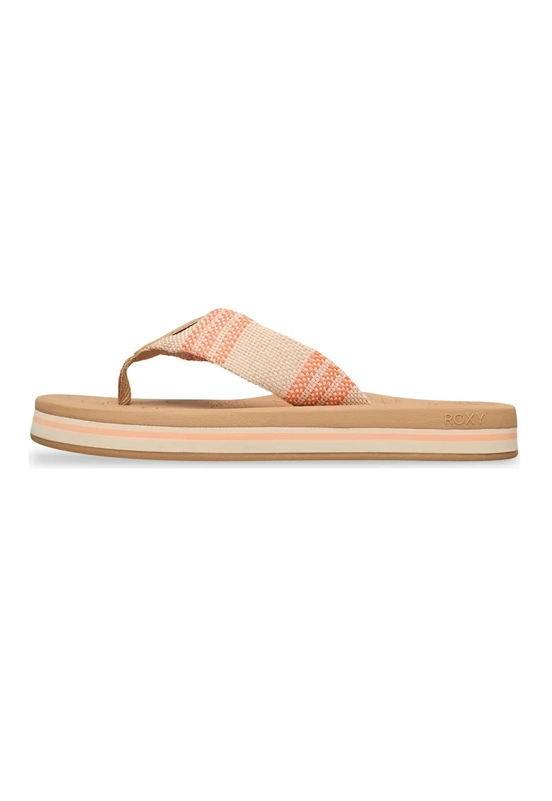 Papuci flip-flop cu dungi Colbee, Portocaliu/Bej