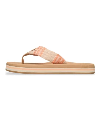 Papuci flip-flop cu dungi Colbee, Portocaliu/Bej