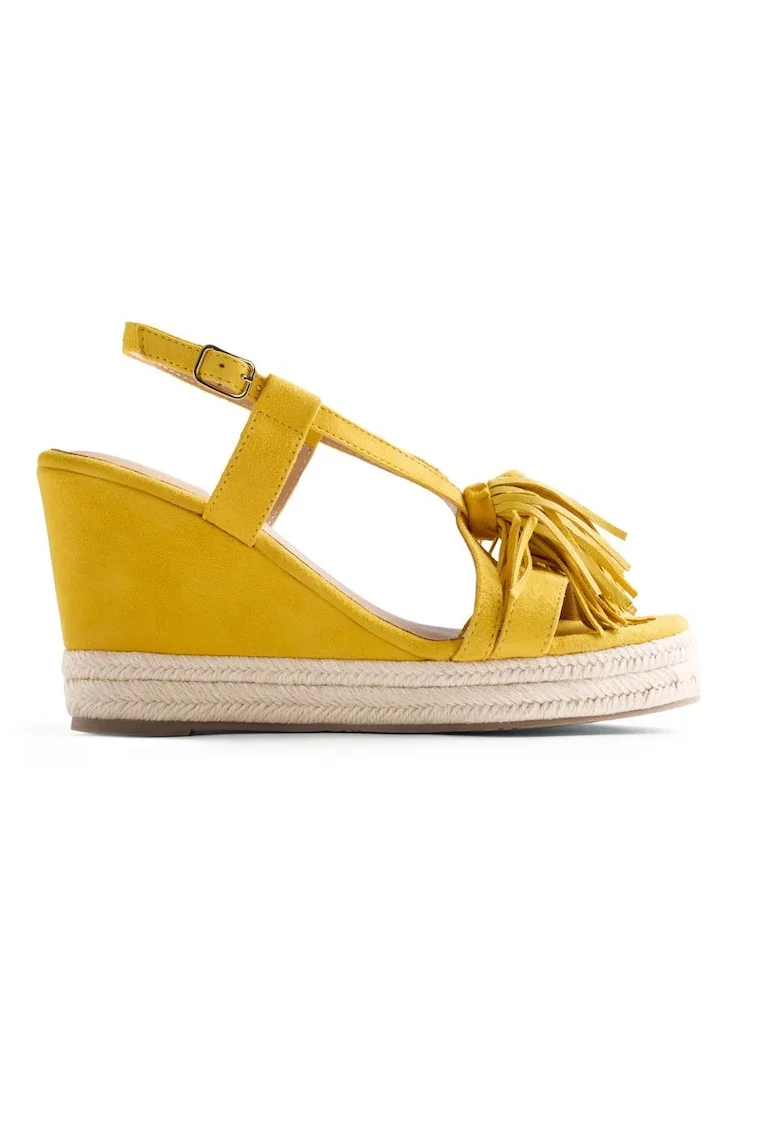 Sandale din piele intoarsa cu talpa wedge Kilosa, Galben