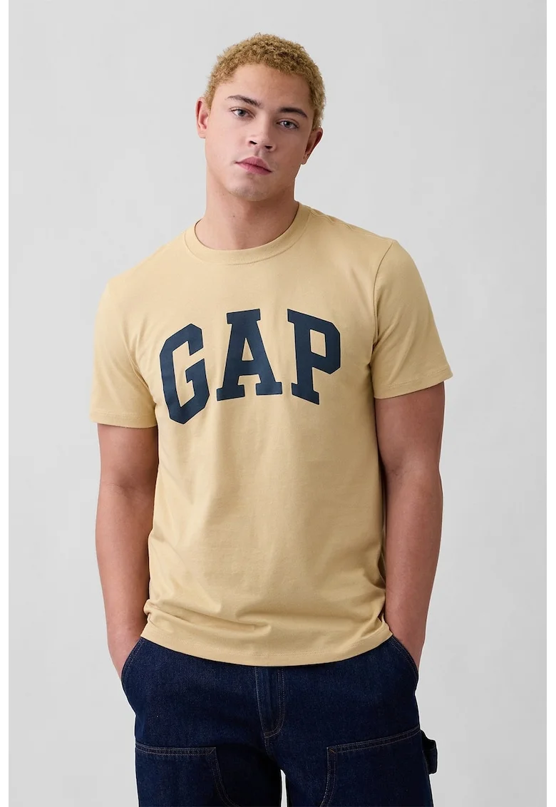 Tricou regular-fit cu logo, Negru/Bej