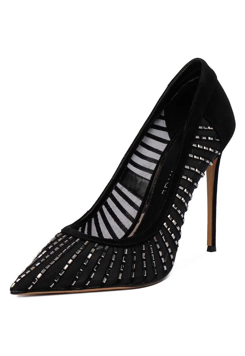 Pantofi textil  cu pietre, Negru