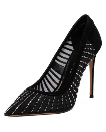 Pantofi textil  cu pietre, Negru