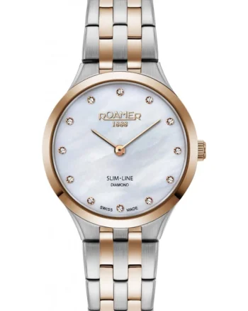Ceas de dama  512847 49 89 20 roz, aur roz, clasic cu diamante