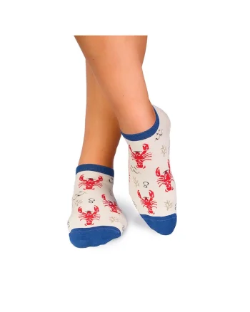 Sosete scurte bumbac Fine Cotton Sealife Homar Ecru