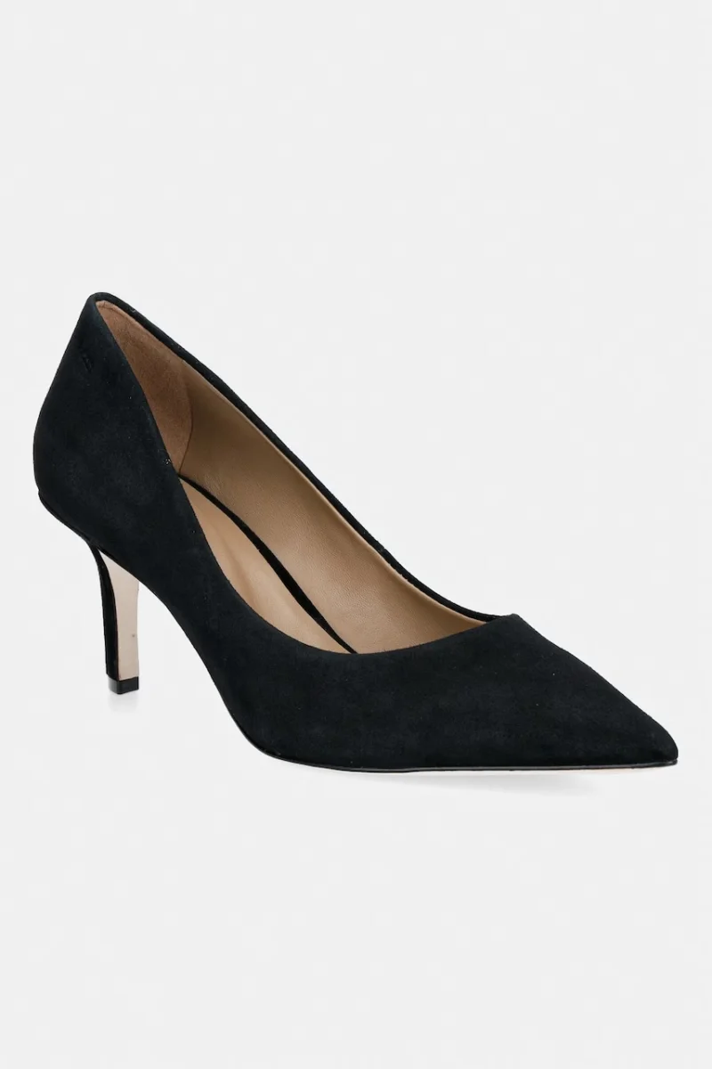 BOSS pantofi cu toc stiletto din piele întoarsă Miah