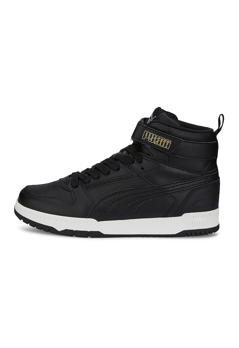 Pantofi sport mid-high de piele cu model cu perforatii RBD Game, Auriu/Negru