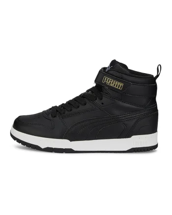 Pantofi sport mid-high de piele cu model cu perforatii RBD Game, Auriu/Negru