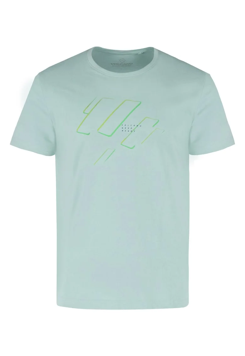 Tricou pentru barbati,  cu maneci scurte, imprimeu geometric, bumbac, verde