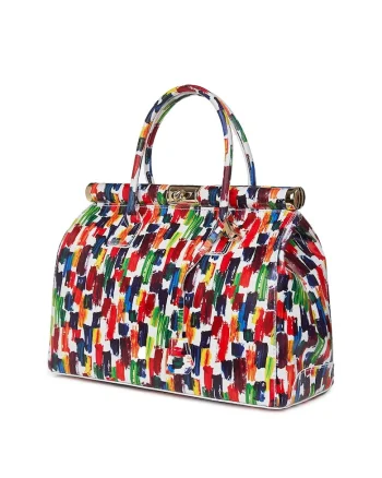 Geanta din piele cu flori Gioia model multicolor