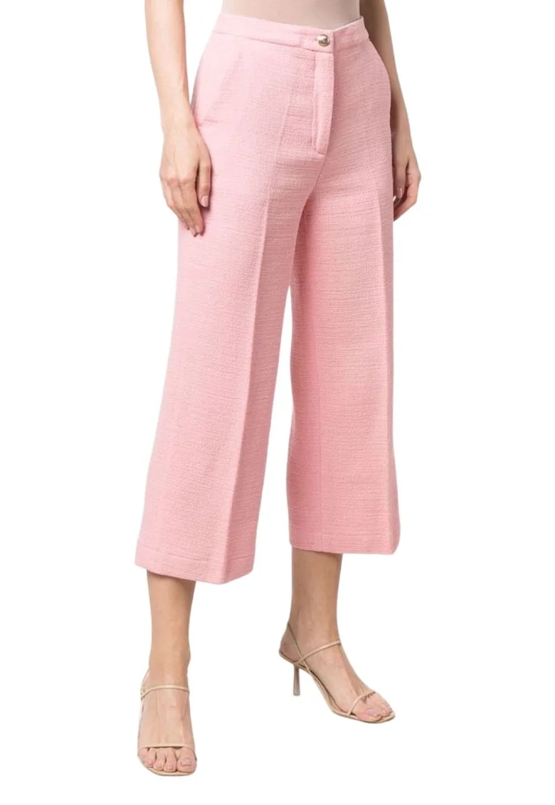 Pantaloni trei sferturi dama,  Bumbac, Roz,