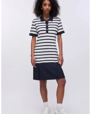 Rochie in dungi cu design 2in1, Albastru