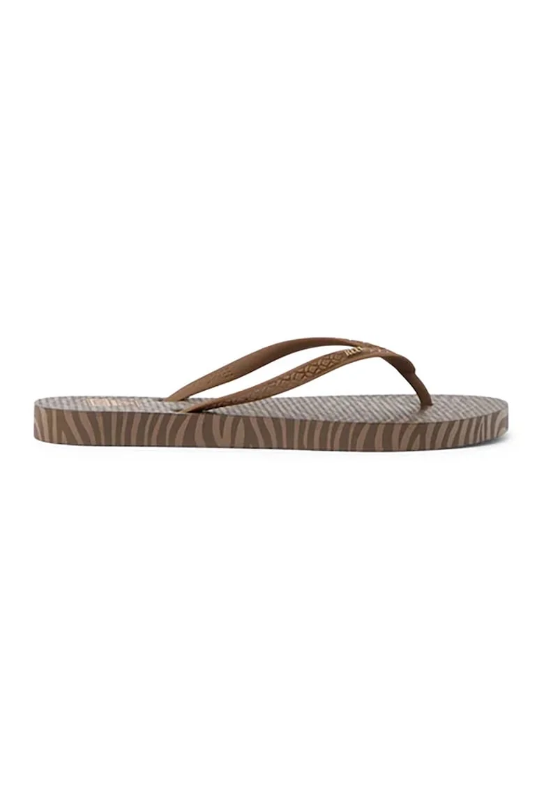 Papuci flip-flop cu detaliu logo, Bronz antichizat