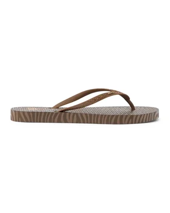 Papuci flip-flop cu detaliu logo, Bronz antichizat