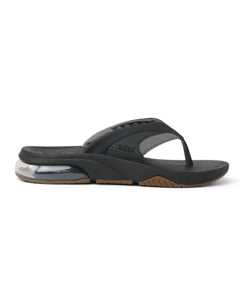 Papuci flip-flop din piele ecologica cu insertii din material textil Fanning Plus, Negru