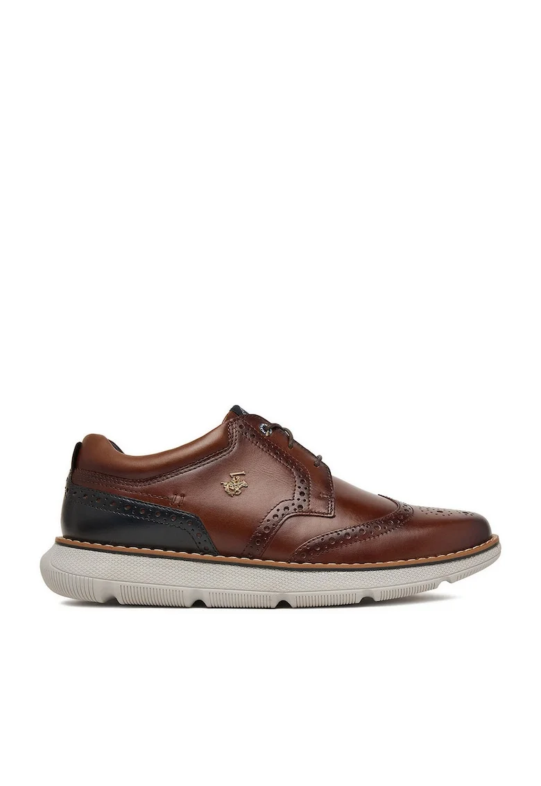 Mocasini barbati,  piele naturala, maro, varf rotund,