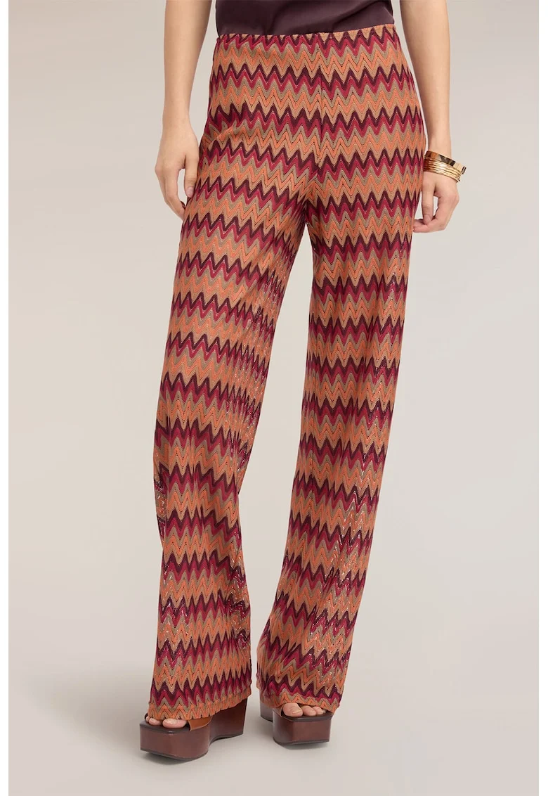 Pantaloni cu croiala ampla Chevron, Multicolor