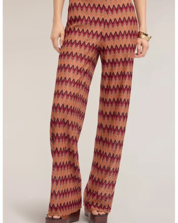 Pantaloni cu croiala ampla Chevron, Multicolor