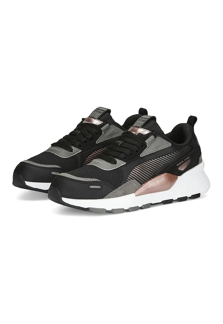 Pantofi sport cu garnituri de piele intorsa RS 3.0, Roz prafuit, Gri inchis, Negru, 3.5
