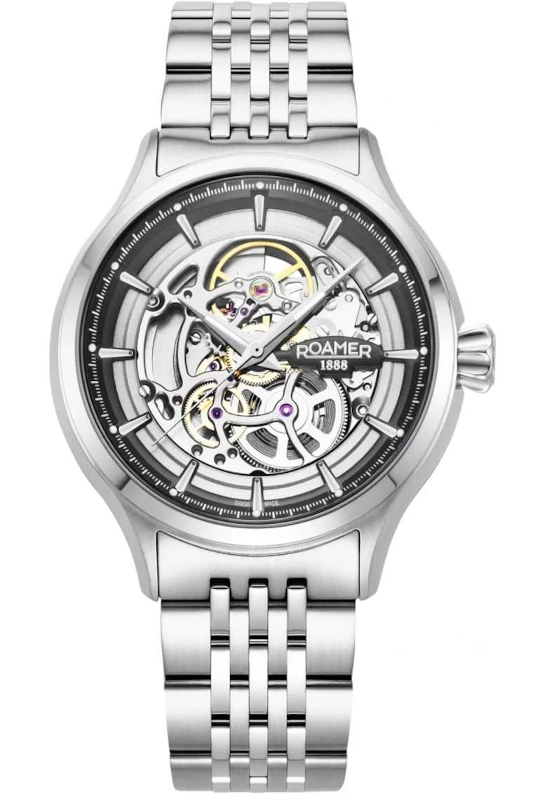 Ceas de barbati  101984 41 85 10, clasic, din otel, cu mecanism skeleton