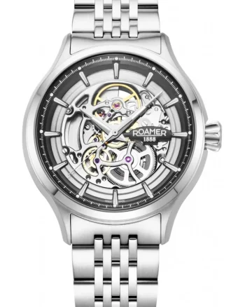 Ceas de barbati  101984 41 85 10, clasic, din otel, cu mecanism skeleton