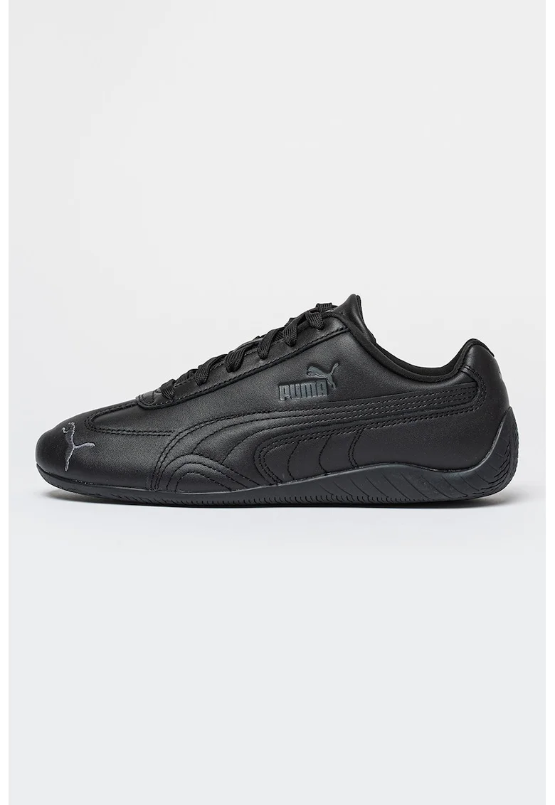 Pantofi sport din piele Speedcat Full cu imprimeu logo, Negru