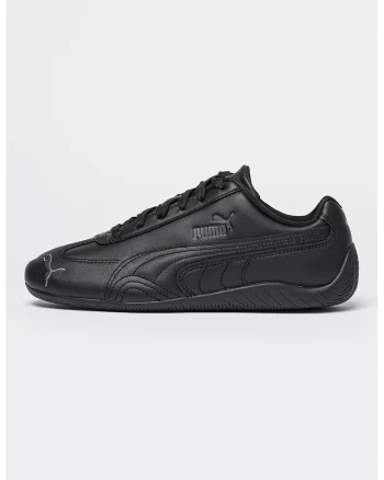 Pantofi sport din piele Speedcat Full cu imprimeu logo, Negru