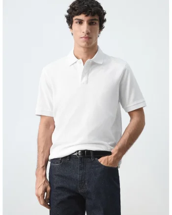Tricou polo regular fit din bumbac, Alb